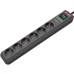 Eco-Line 13.500A extension socket with surge protection 6-way, anthrazit, 5m