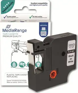MediaRange Schriftbandka. Dymo 12mmx7m laminiert sw/weiß