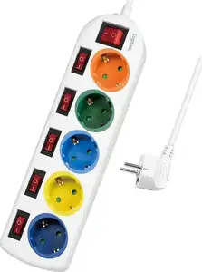 LogiLink 5 utičnica 1,5m, šarene