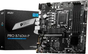 MSI PRO B760M-P, mATX, LGA 1700, Dual Channel DDR5 6800, 1x PCIe x16 slots, 2x M.2 slots, 1x HDMI, 1x DP, 1x VGA, 1x USB 3.2 Gen 2 Type-C, 1x USB 3.2 Gen 1, 4x USB 2.0, 7.1 HD Audio, 1Gbps LAN, 3Y