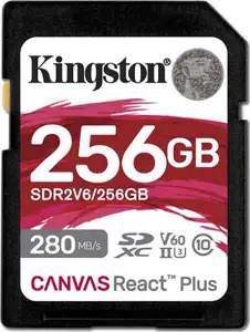 Kingston 256GB SDXC Canvas React Plus UHS-II 280R/150W U3 V60 for Full HD/4K