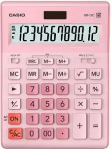 CASIO CALCULATOR GR-12C-PK OFFICE PINK, 12-DIGIT DISPLAY