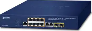 Planet 8-Port 10 100 1000T 802.3at PoE 2-Port 10 100 1000T 2-Port 100 1000X SFP Managed Switch