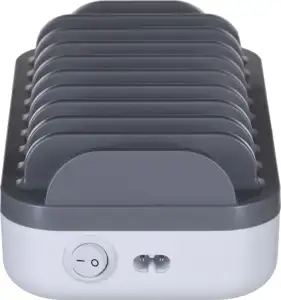 Manhattan Charging Station, 10x Ports: 3x USB-C (up to 18W PD) and 7x USB-A (up to 12W), 120W Total Output, White/Grey, Three Year Warranty, Box