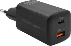 Qoltec 50766 mobile device charger Laptop, Portable gaming console, Power bank, Smartphone, Smartwatch, Tablet Black AC Fast charging Indoor