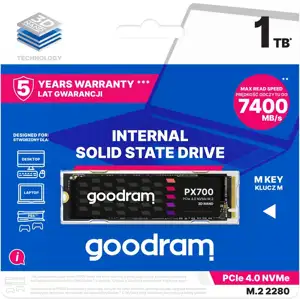 Goodram PX700 SSD SSDPR-PX700-01T-80 internal solid state drive M.2 1.02 TB PCI Express 4.0 3D NAND NVMe