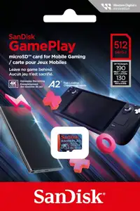 SanDisk GamePlay microSDXC UHS-I Card, 512GB Gaming microSDXC, 190MB/s, 130MB/s W, UHS-I, V30, U3, C10, RPD1,