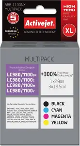 Activejet ABB-1100NX Ink cartridge (replacement for Brother LC1100/980; Supreme; 1 x 29 ml, 3 x 19.5 ml; black, magenta, cyan, yellow)