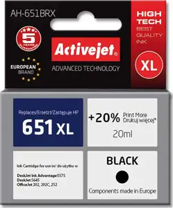 Activejet AH-651BRX Ink (replacement for HP 651 C2P10AE; Premium; 20 ml; black)