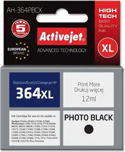 Activejet AH-364PBCX HP Printer Ink, Compatible with HP 364XL CB322EE; Premium; 12 ml; black, photo.
