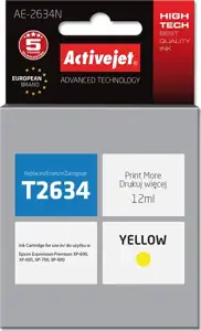 Activejet AE-2634N Ink cartridge (replacement for Epson 26 T2634; Supreme; 12 ml; yellow)