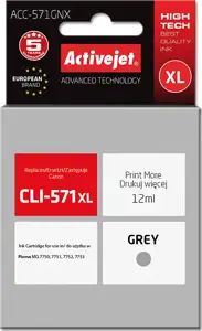 Activejet ACC-571GNX Ink cartridge (replacement for Canon CLI-571XLG; Supreme; 12 ml; grey)