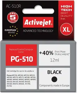 Activejet AC-510R Ink cartridge (replacement for Canon PG-510; Premium; 12 ml; black)