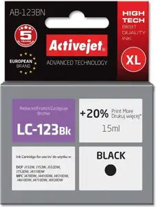 Activejet AB-123BN ink (replacement for Brother LC123Bk/LC121Bk; Supreme; 15 ml; black)