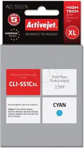 Activejet ACC-551CN Ink cartridge (replacement for Canon CLI-551C; Supreme; 15 ml; cyan)