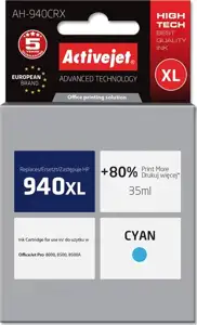 Activejet AH-940CRX Ink (replacement for HP 940XL C4907AE; Premium; 35 ml; cyan)