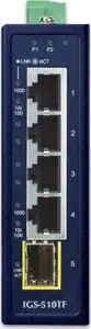 Planet 5-Port Industrial Compact 4x 1GbE 1x 100 1000X SFP Ethernet Switch