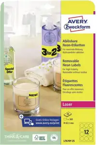 Etikete LK fi-63,5mm pk25L Zweckform L7670Y-25 neon žute