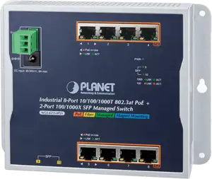 Planet Industrial Wall.mount 8-Port PoE 2 SFP Managed Switch