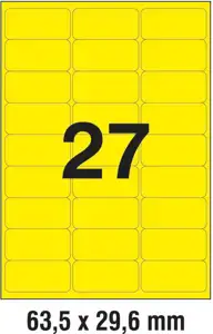 Etikete LK 63,5x29,6mm pk25L Zweckform L6004-25 neon žute