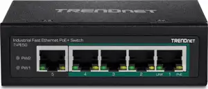 TRENDnet 5-Port Industrial Fast Eth. PoE+ DIN-Rail Switch