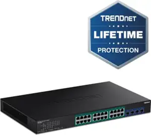 TRENDnet 28-Port Gigabit Web Smart PoE+ Switch w.10G SFP+