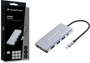 CONCEPTRONIC Dock USB-C->HDMI,USB3.0,100WPD 10-in-1 0.25m