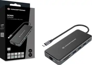 CONCEPTRONIC Dock USB-C->2xHDMI,GbE,2xUSB3.0,SD,PD 0.25m gr