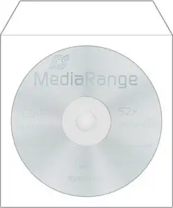 MediaRange Paper sleeves for 1 disc, with flap and window, white, Pack 50
