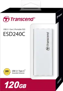 ESD240C, 120 GB, 3D NAND, 520/460 MB/s, USB 3.1 C, 81.4x33.6x7.5 mm, silver