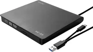 SAVIO AK-59 External slim CD/DVD Recorder R/RW - USB-C/USB-A, black