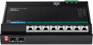 TRENDnet 10-Port Industrial Gigabit PoE+ WallMount Front Acc