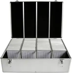 MediaRange Media storage case for 500 discs, aluminum look, with hanging sleeves, silver