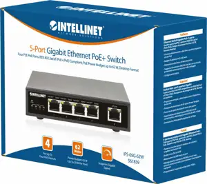 Intellinet 561839 Switch Gigabit 4x RJ45 PoE+, 1x RJ45 Uplink