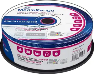 MediaRange CD-R 700MB 25pcs Spindel 52x Waterguard fullpri