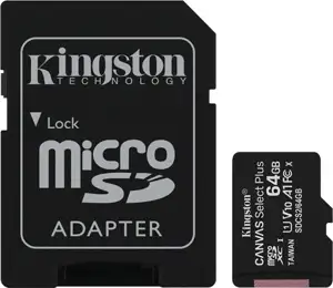 SD MicroSD Card 64GB Kingston SDXC Canvas+ (Class10) o.A 2p retail
