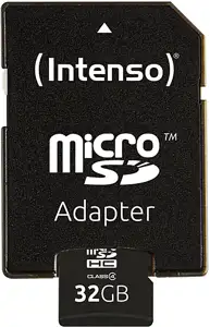 32 GB MicroSDHC Card Intenso Class 4+ SD Adap. 