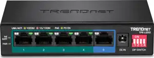 TRENDnet Switch 5-port Gbit PoE+ long range 200m 32W Metall
