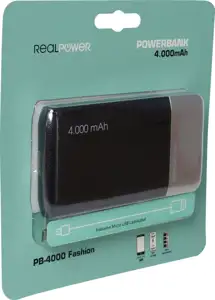 RealPower Powerbank PB-4000 Fashion Black 4.000mAh
