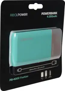 RealPower Powerbank PB-4000 Fashion Lake Blue 4.000mAh