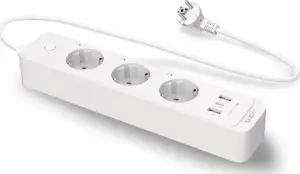 Smart Wi-Fi Power Strip, 3-Outlets, HomekitSPEC: 2.4 GHz Wi-Fi required, 100-240V, 50/60Hz, 10A max, 2300W max load in total, grounded 2-prong plug, 2 USB Type A, 1 USB Type CFEATURE: Homekit enabled,