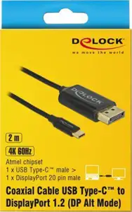 DELOCK USB Type-C > DisplayPort (DP Alt Mode) 2m koaxial