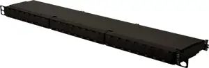 CAT 6a Class EA Patch Panel, shielded 0.5U, 24-port RJ45 incl. dust cover, 8P8C, black RAL9005