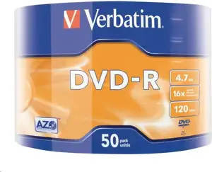 DVD-R Verbatim 4.7GB 16× Matt Silver Wagon Wheel 50 pack 