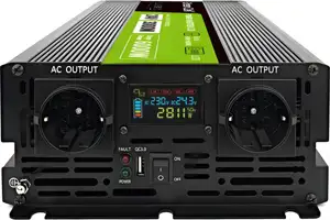 Green Cell Przetwornica napicia PowerInverter LCD 24 V 3000W/60000W Przetwornica samochodowa z wywietlaczem - czysty sinus power adapter/inverter Auto Black