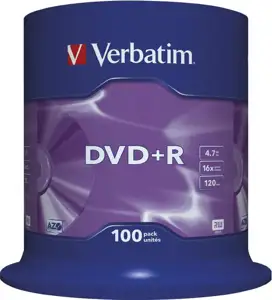 DVD+R Verbatim Matt Silver, Kapacitet 4.7GB, 100 komada, Brzina 16×