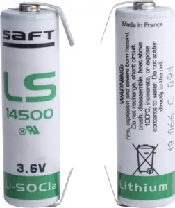 Baterija litijeva 3,6V AA LS 14500, SAFT, sa listićima