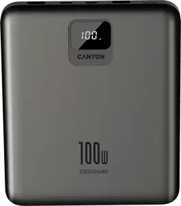 CANYON power bank PB-2008 LED FLAT 20000 mAh PD100W QC3.0 Dark Grey