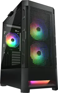COUGAR | Case Airface RGB Black | PC Case | Mid Tower / Mesh Front Panel / 2 x 140mm ARGB Fans / 1x 120mm ARGB Fan / TG Left Panel / Black