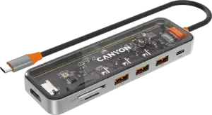CANYON hub DS-13 7in1 4k USB-C Transparent Space Grey